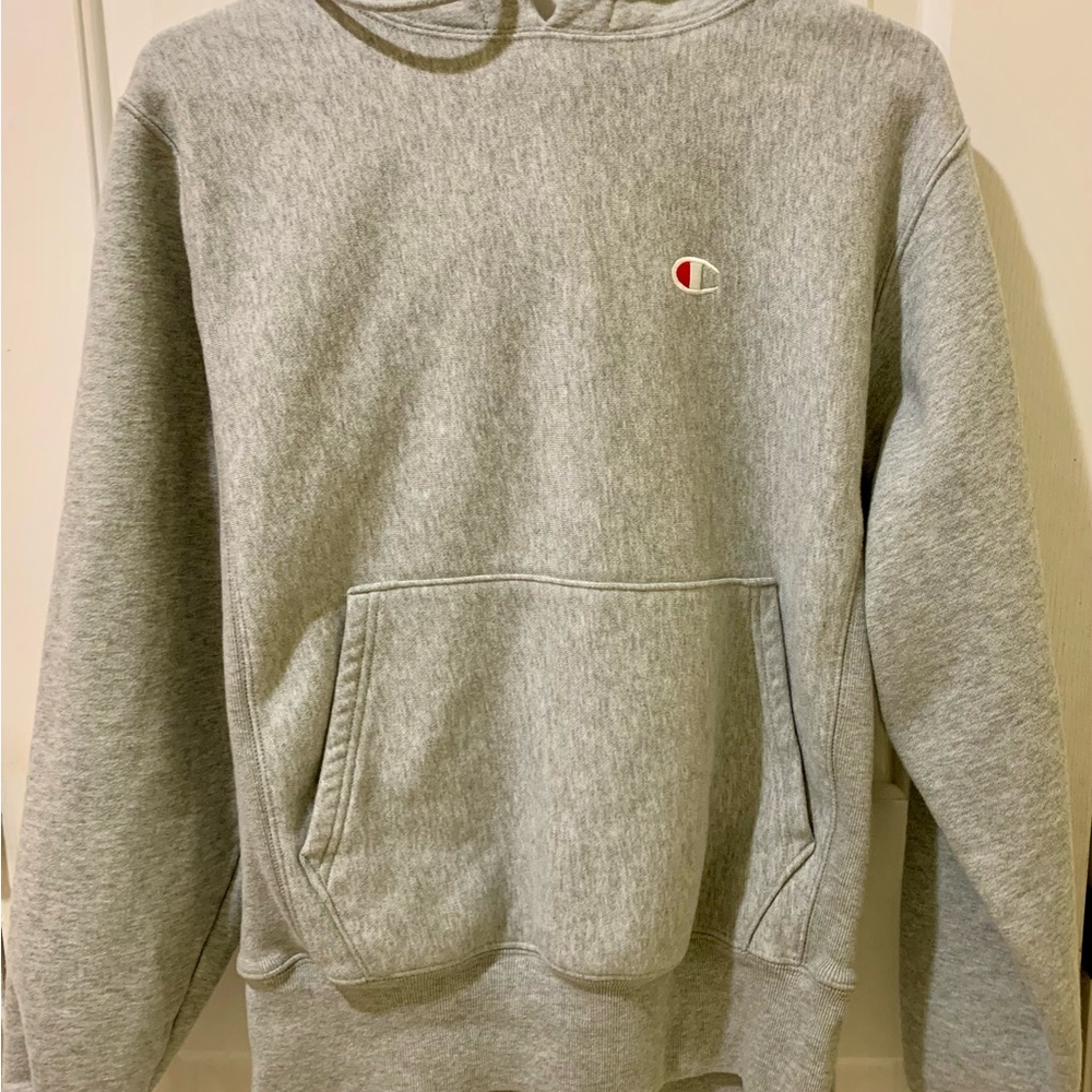 Champion Gray Hooded Sweatshirt - Men's Crew Pullover